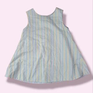 Beachy Stripe Tank Dress Button Up Right Bank Baby Toddler 3 100% Cotton
